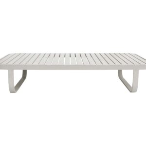 Mesa de Centro Boston Retangular com estrutura de alumínio com pintura eletrostática e tampo ripado.
